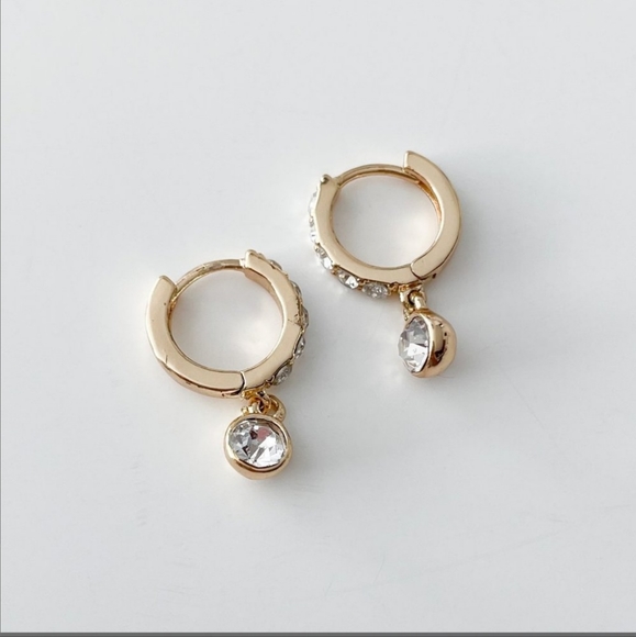 NWT J Crew Pavé Crystal Huggie Charm Earrings - Picture 1 of 7